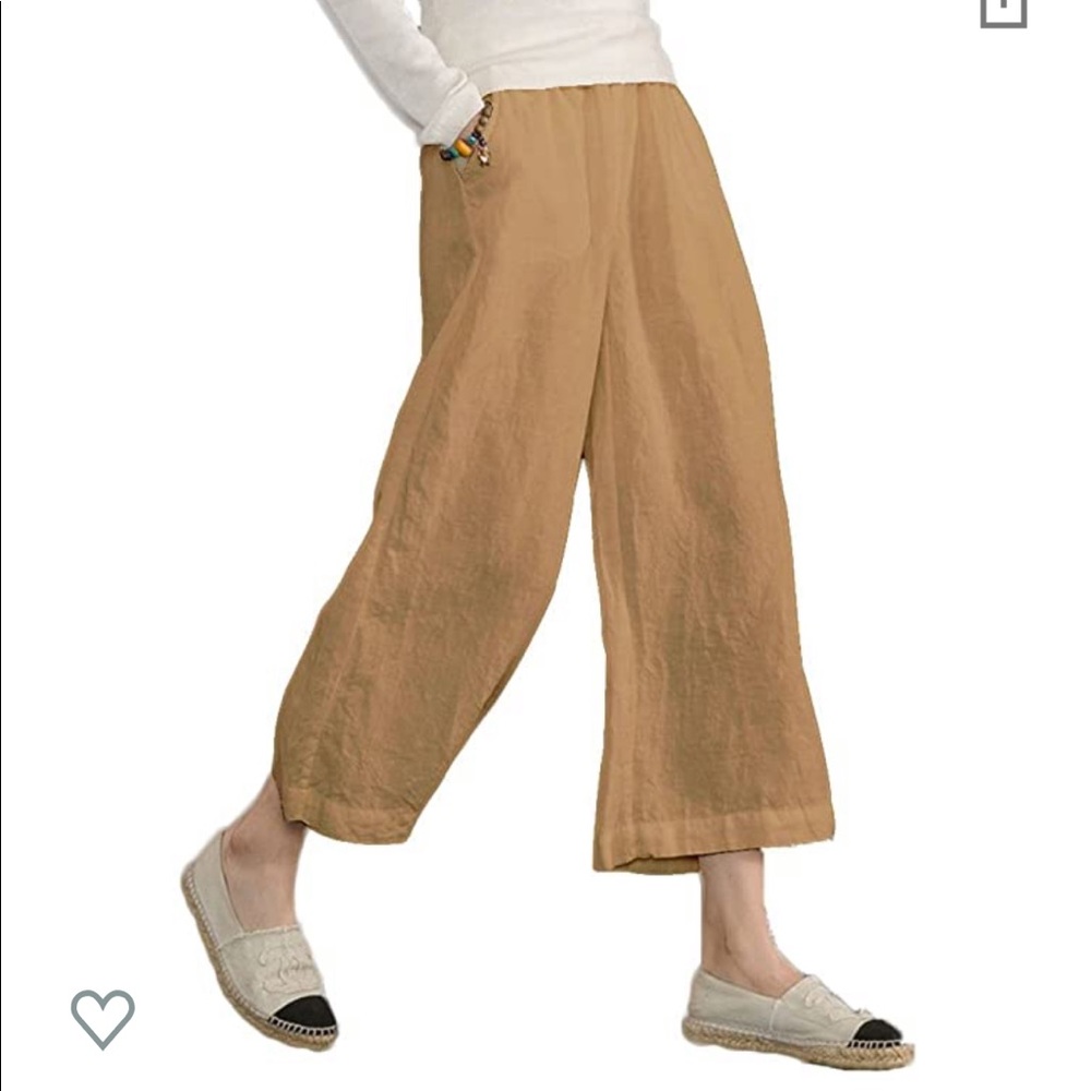 100% cotton wide leg cropped pant